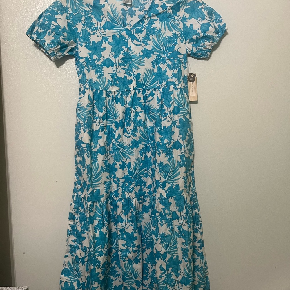 Blue Floral Short Sleev